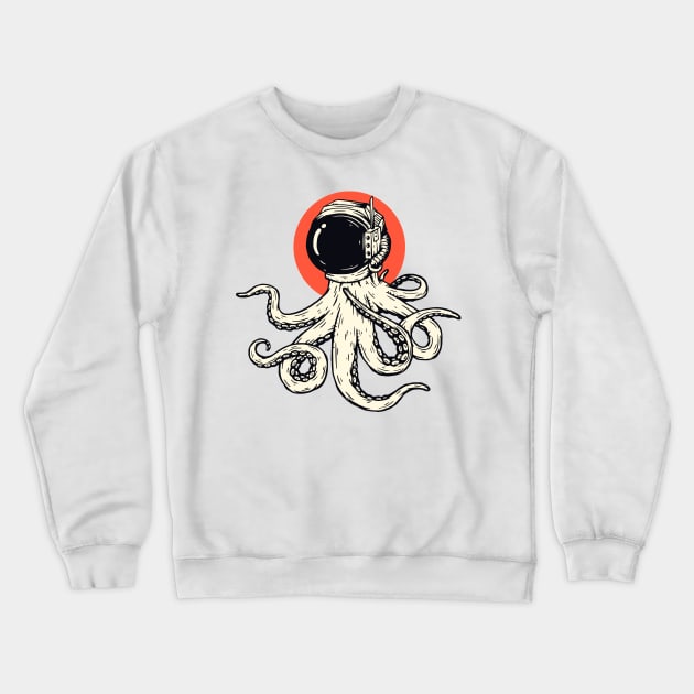 Octopus Astronaut Helmet Japanese Style Crewneck Sweatshirt by anubis1986